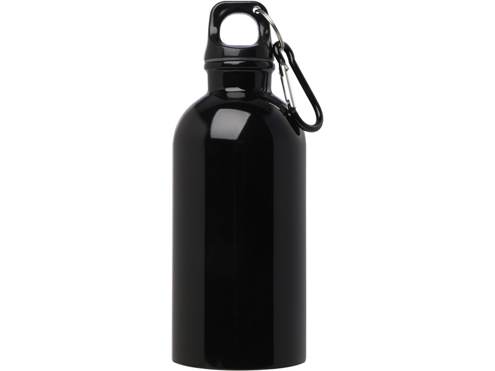 Одностенная бутылка для воды с карабином Oregon, изготовленная из нержавеющей стали, сертифицированной по стандарту RCS, объемом 400 мл - сплошной черный