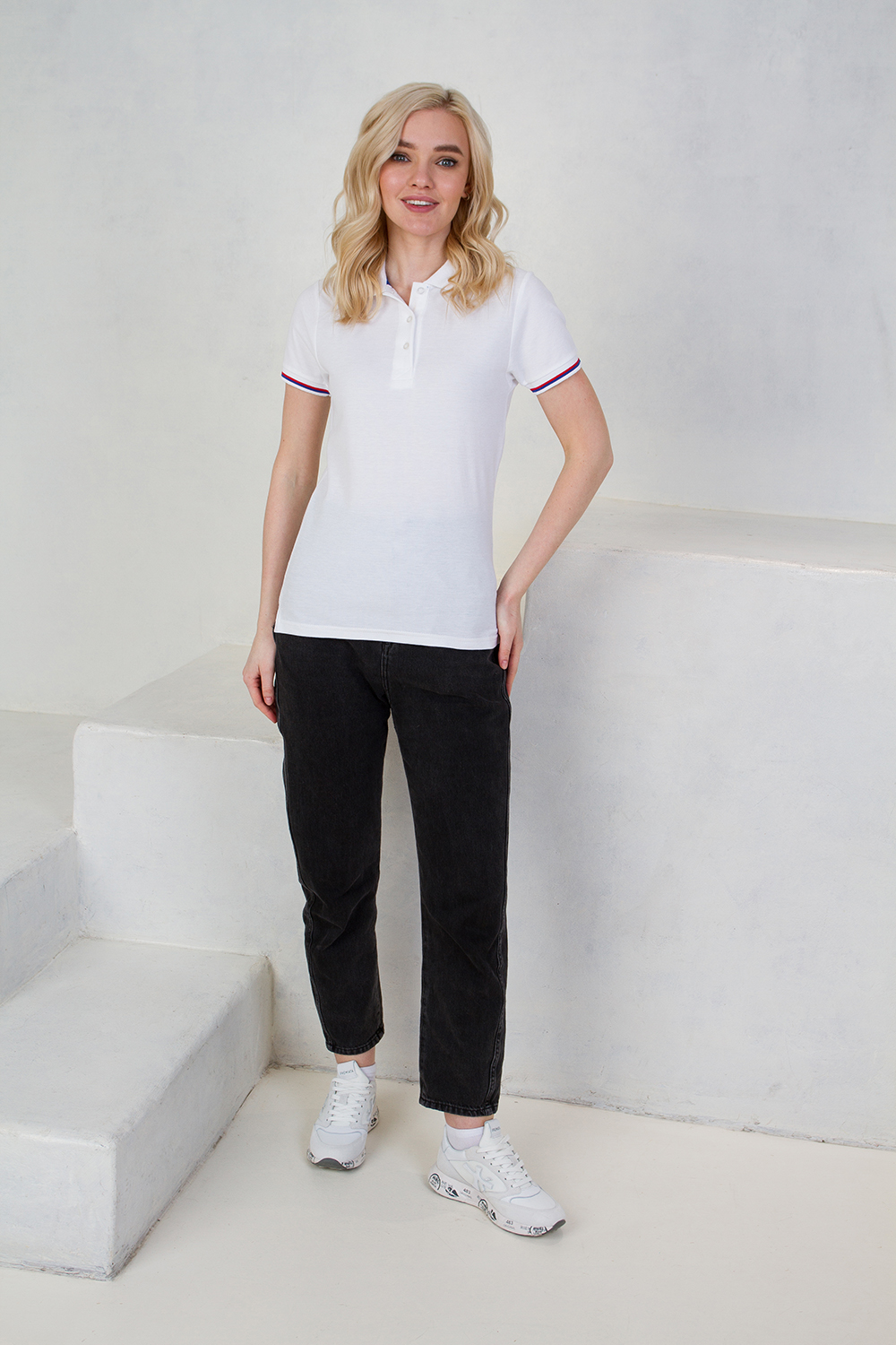 Рубашка поло женская STAN триколор хлопок/полиэстер 185, 04WRUS