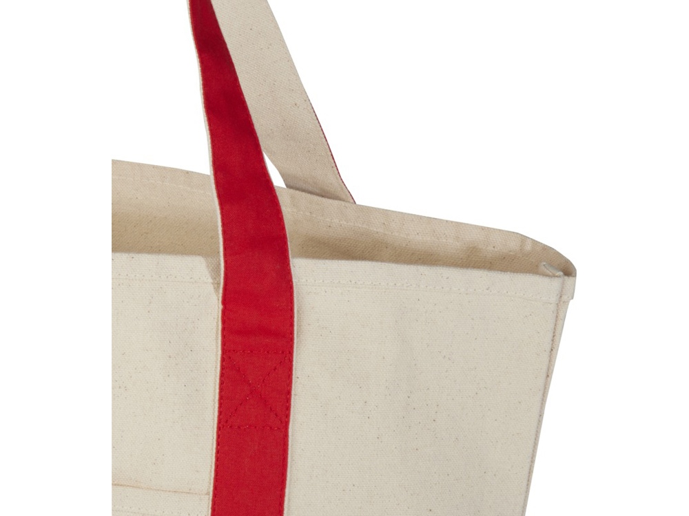 Sam эко- сумка из переработанного хлопка, сертифицированного согласно GRS, плотностью 320 г/м² - Красный / Натуральный