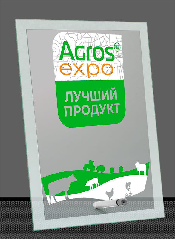 Награда из стекла с цветной печатью Награда из стекла с цветной печатью