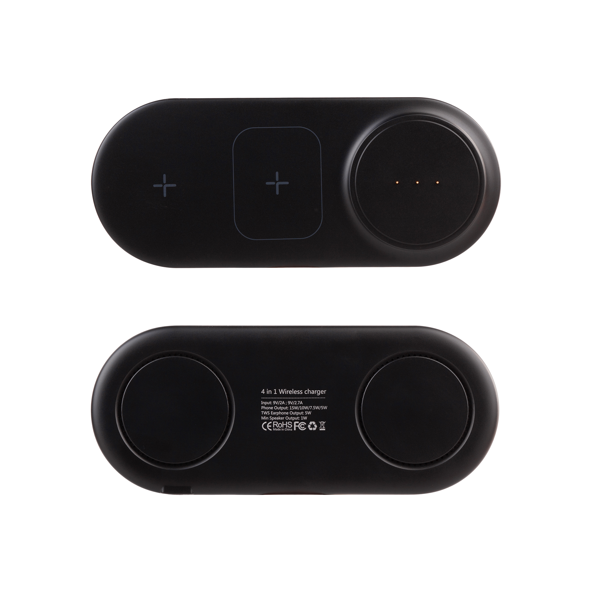 Настольная беспроводная (15W) зарядная станция "Blacksmith" с bluetooth колонкой с подсветкой логотипа Настольная беспроводная (15W) зарядная станция "Blacksmith" с bluetooth колонкой с подсветкой логотипа