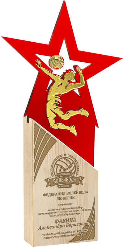 Акриловая награда с лазерной гравировкой волейбол
