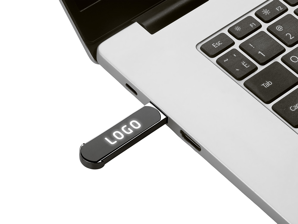 Металлическая ручка с флешкой на 16 Гб и светящимся логотипом Patronus, матовая черная