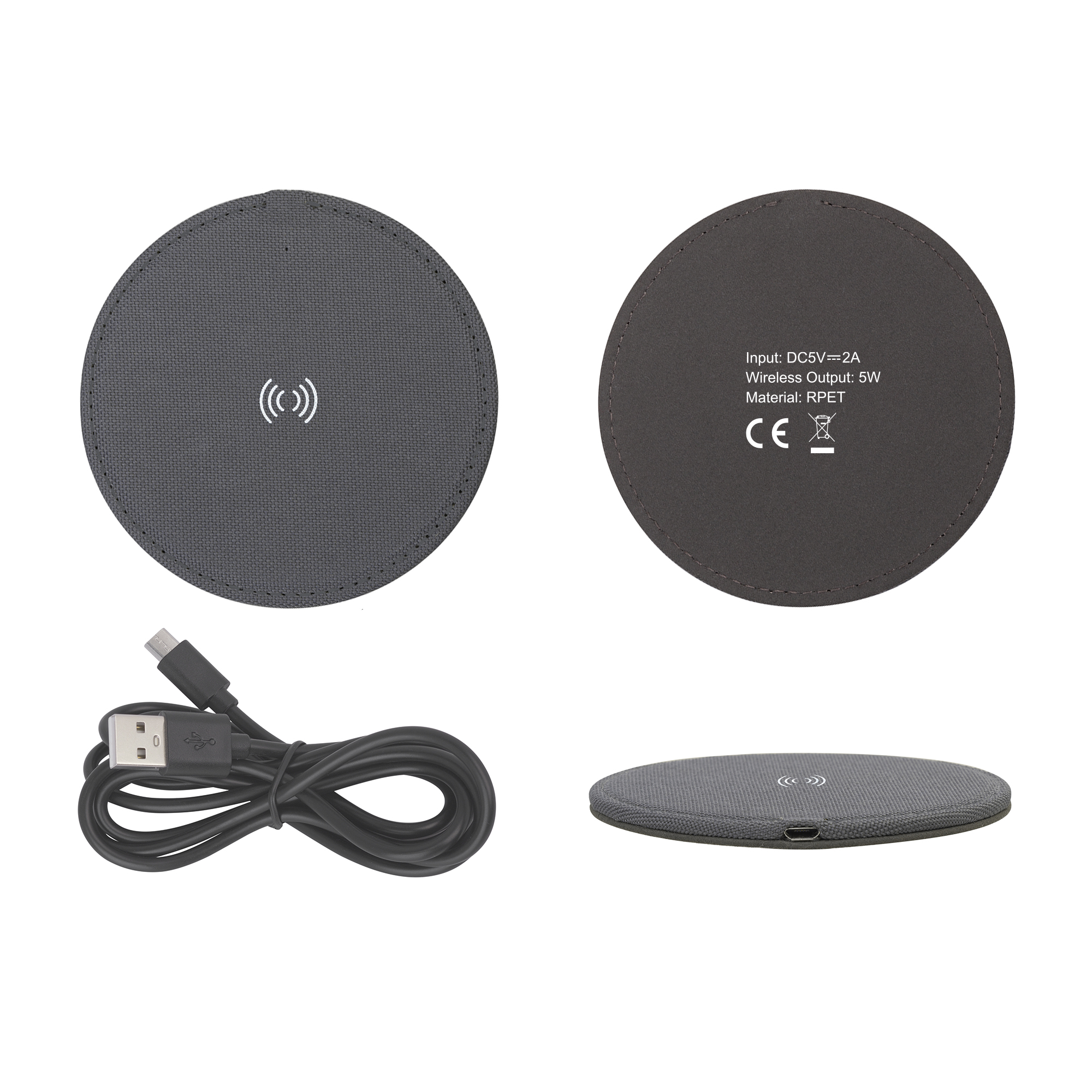 Настольное беспроводное зарядное устройство "Cool Gray", переработанный пластик (RPET) Настольное беспроводное зарядное устройство "Cool Gray", переработанный пластик (RPET)