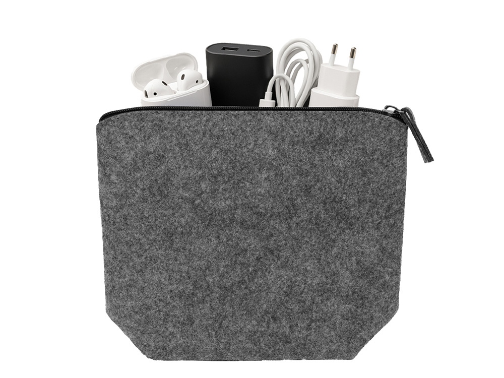 Органайзер для электроники и проводов Felt из RPET-фетра, серый