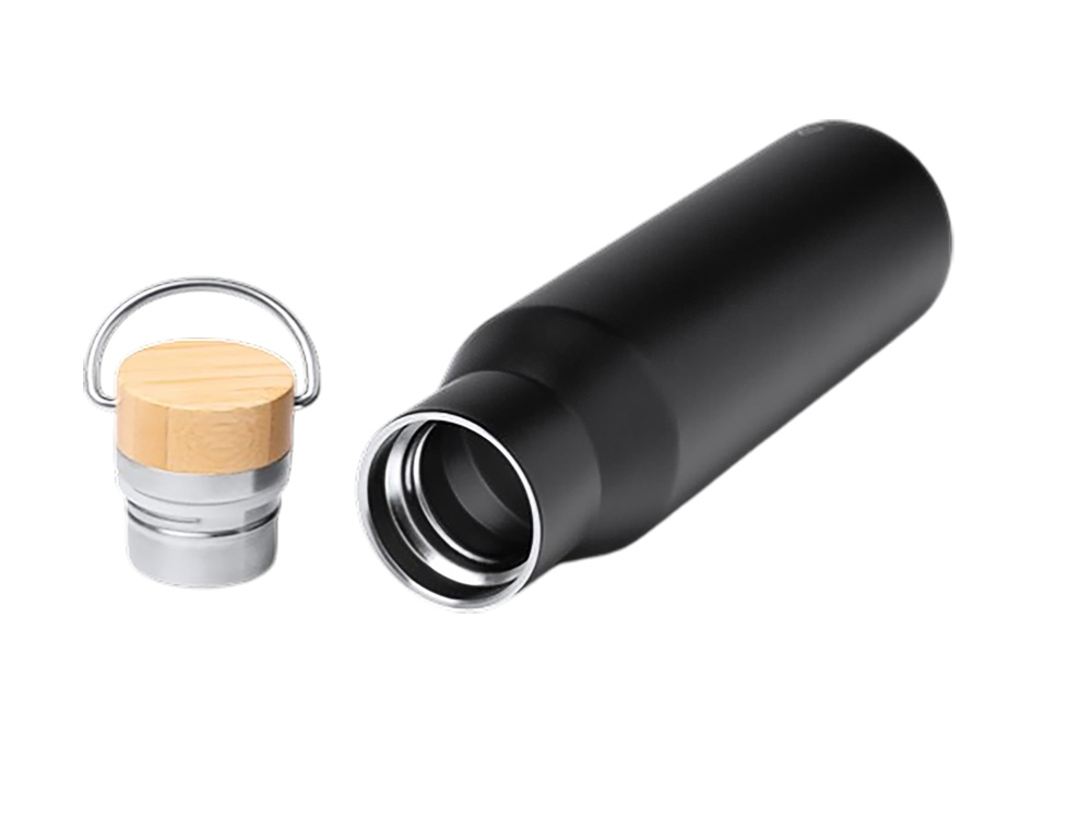 Термобутылка Мэйер из нержавеющей стали, с бамбуковой крышкой, серебристый Термобутылка Мэйер из нержавеющей стали, с бамбуковой крышкой, серебристый