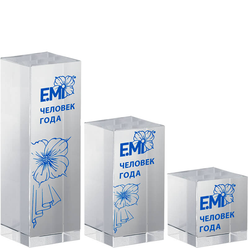 Награда из стекла с цветной печатью