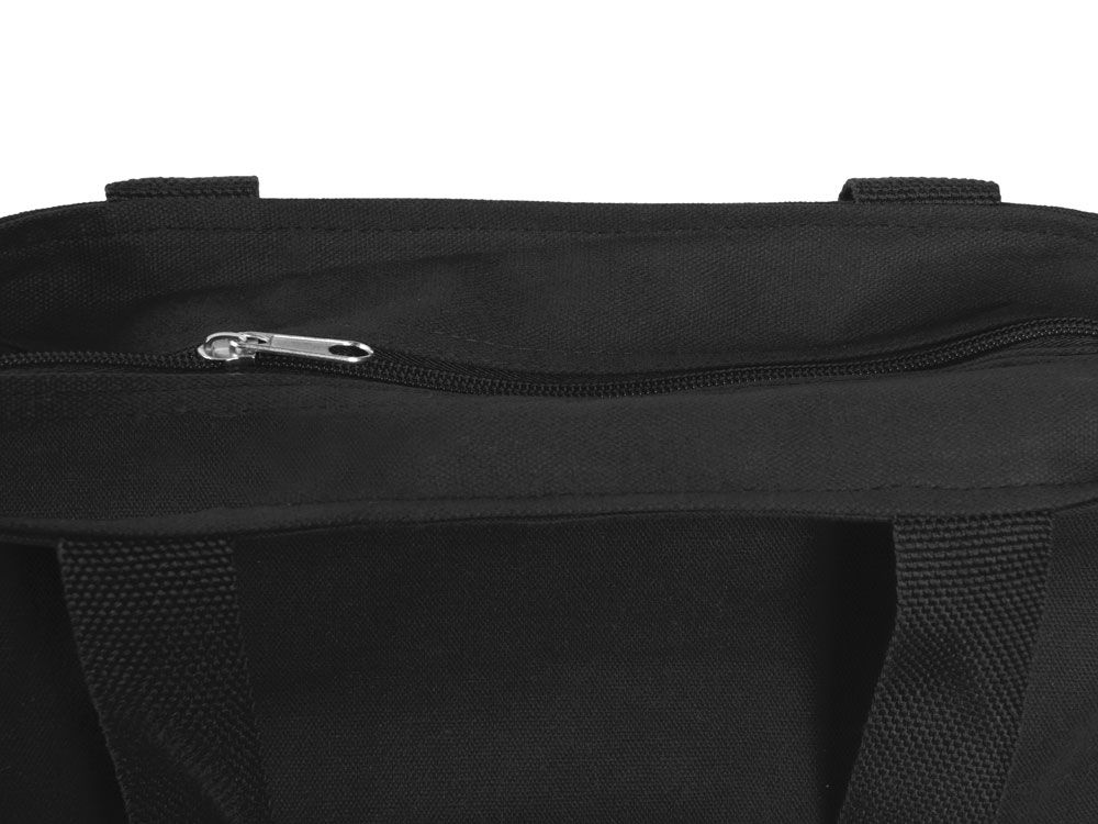 Сумка на молнии Zipper из хлопка 280 г c карманом на молнии спереди, черный Сумка на молнии Zipper из хлопка 280 г c карманом на молнии спереди, черный