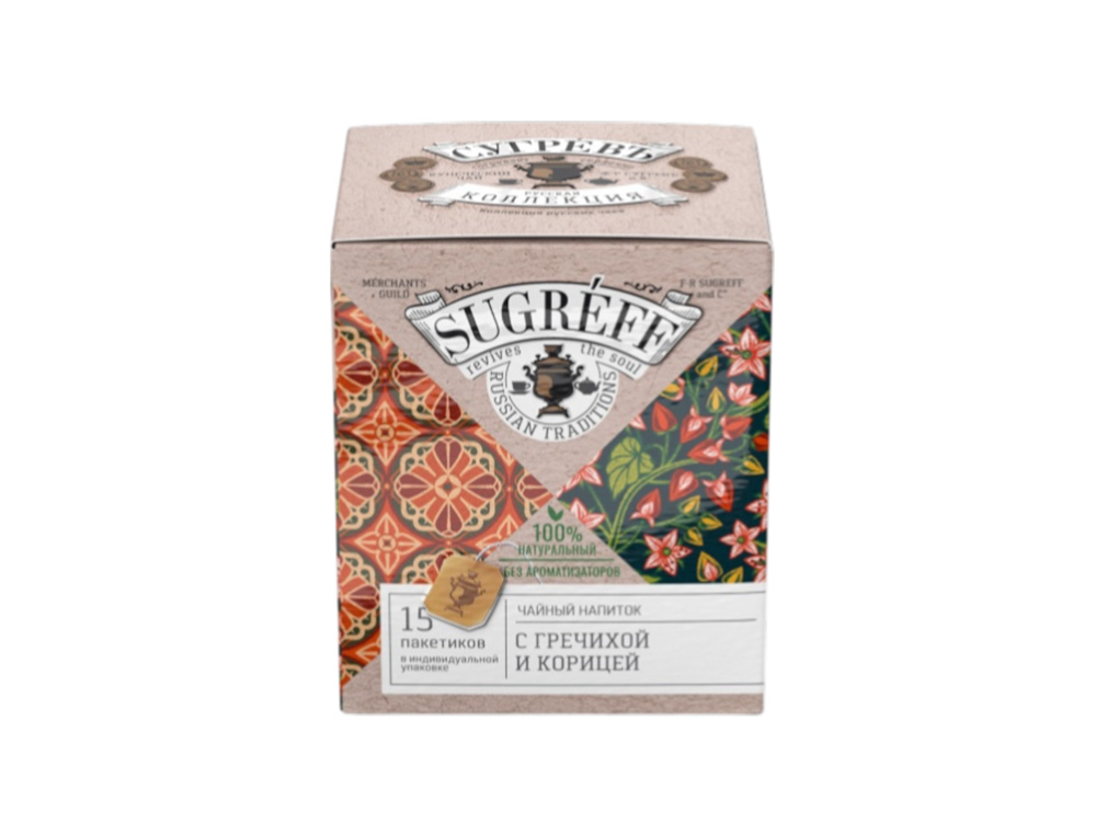 Чайный напиток с гречихой и корицей в индивидуальном саше конверте, 15 пакетиков
