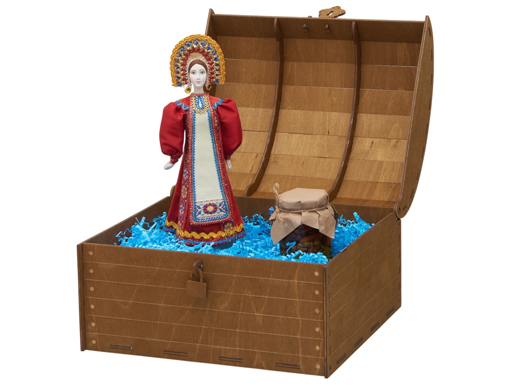 Подарочный набор: кукла фарфоровая, мед, красный