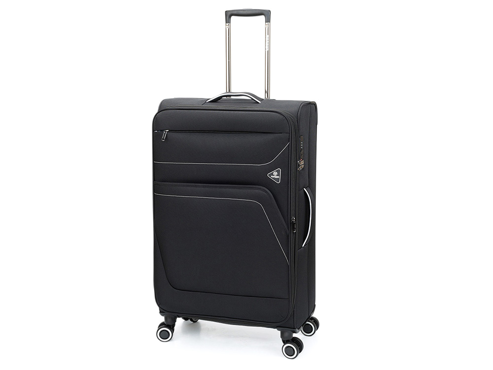 Чемодан TORBER НЕРО, чёрный, переработанный ПЭТ, 48 х 28 х 79 см, 90 л Чемодан TORBER НЕРО, чёрный, переработанный ПЭТ, 48 х 28 х 79 см, 90 л