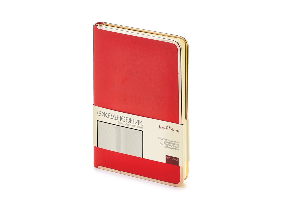 Ежедневник А5 недатированный Chelsea, красный (золотистый кант и срез) (Р)