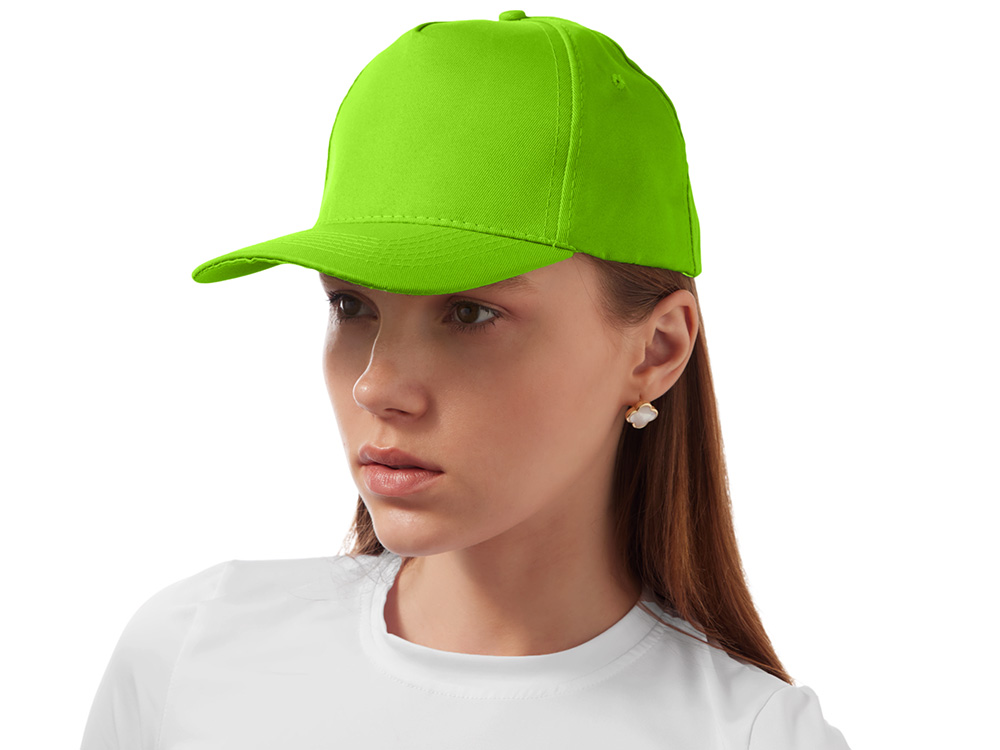 Бейсболка Poly 5-ти панельная 120 гр, зеленое яблоко