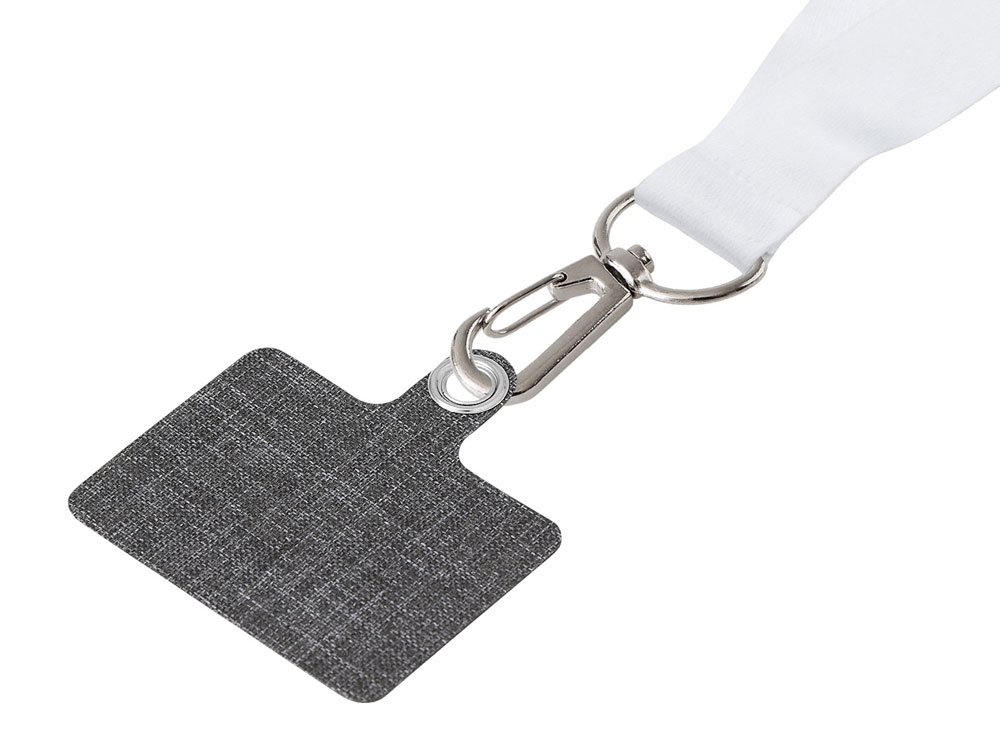 Ланъярд 2 см под сублимацию с трендовым карабином и большим держателем для телефона из ПЭ, серебристый