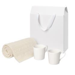 Подарочный набор Siena, Fado, бежевый в коробке-пакете (две фарфоровых кружки, плед)