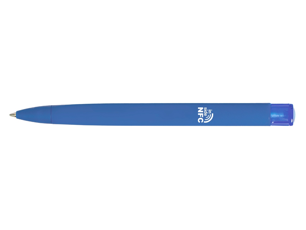 Ручка пластиковая шариковая трехгранная Trinity K transparent Gum soft-touch с чипом передачи информации NFC, синий