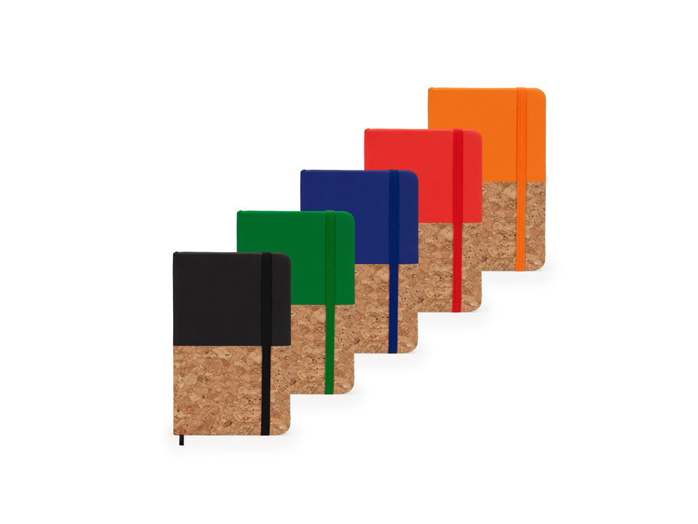 Блокнот А6 Ирис с комбинированной обложкой, натуральный/красный