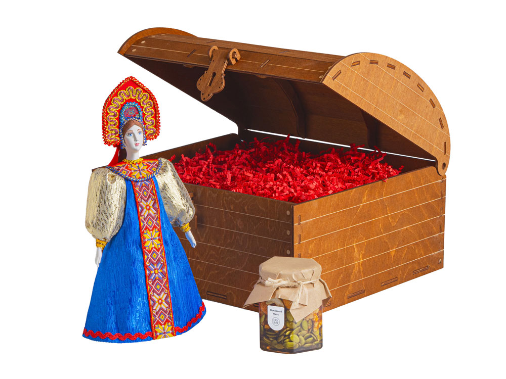 Подарочный набор: кукла фарфоровая, мед, синий Подарочный набор: кукла фарфоровая, мед, синий