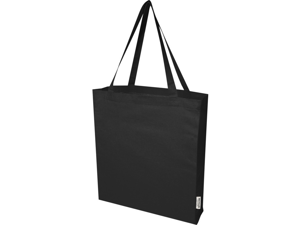 Madras эко- сумка с ластовицей из переработанного хлопка, сертифицированного согласно GRS, плотностью 140 г/м² - сплошной черный Madras эко- сумка с ластовицей из переработанного хлопка, сертифицированного согласно GRS, плотностью 140 г/м² - сплошной черный