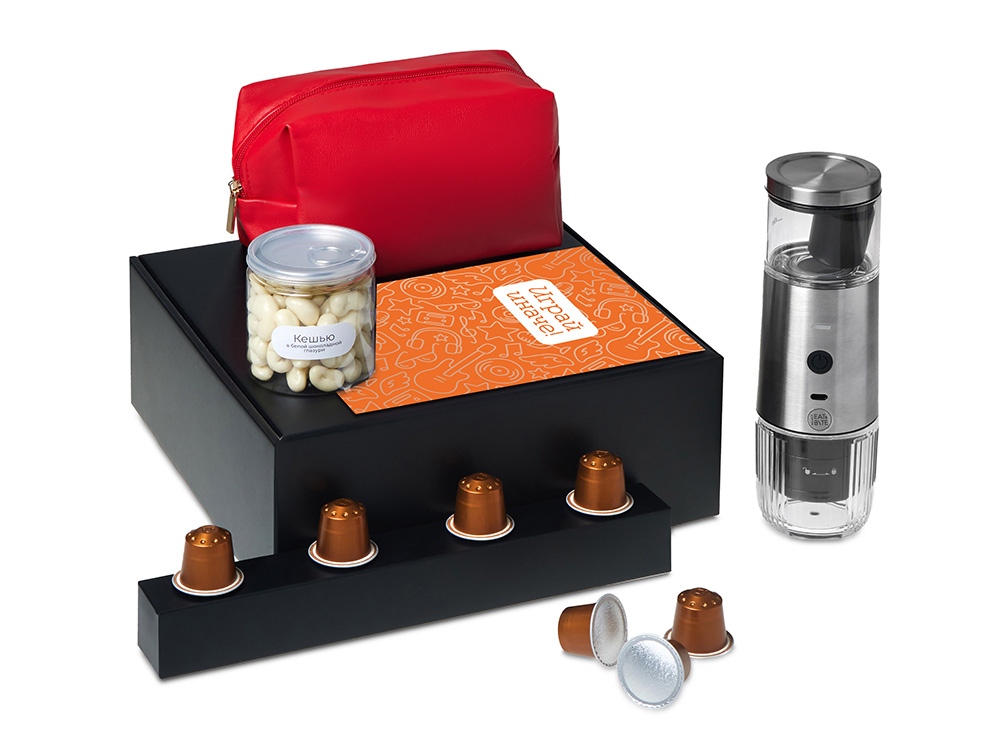 Подарочный набор Re:y. Boost с кофемашиной, капсулами и косметичкой Подарочный набор Re:y. Boost с кофемашиной, капсулами и косметичкой