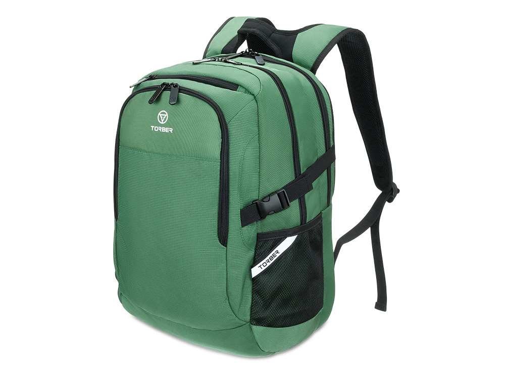 Рюкзак TORBER МЕГАПОЛИС с отделением для ноутбука 16, зеленый, полиэстер, 47 х 34 x 28 см