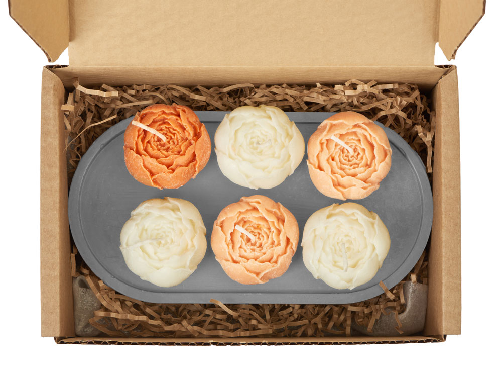 Набор свечей на подставке Пионы (Р)