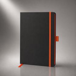 Блокнот ColorNote Black, твердая обложка A5, 80 листов, черный с оранжевым