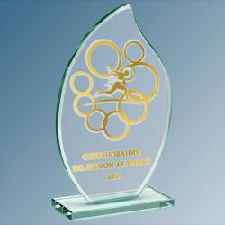 Награда из стекла с лазерной гравировкой и фольгой