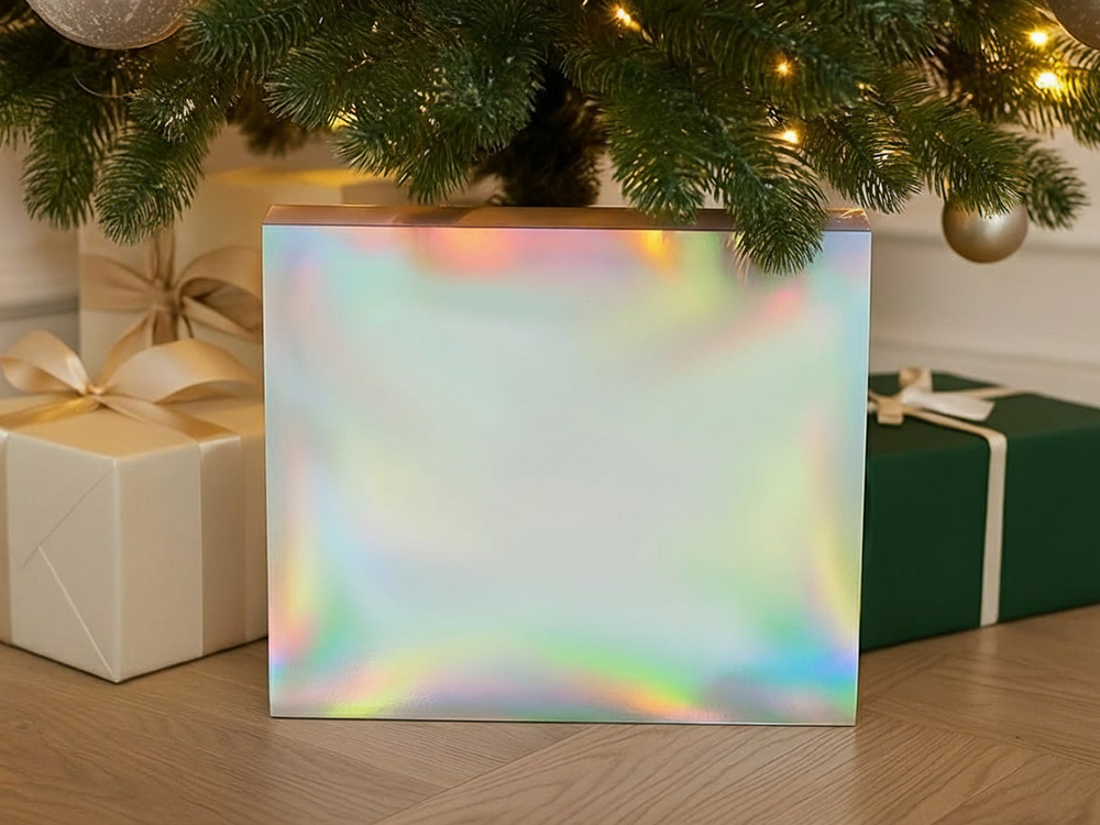 Подарочная коробка с голографическим шубером без печати Aurora, XL, 300х235х105 мм.