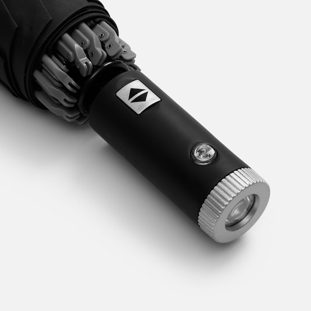 Зонт обратного сложения Norsken с фонариком, черный