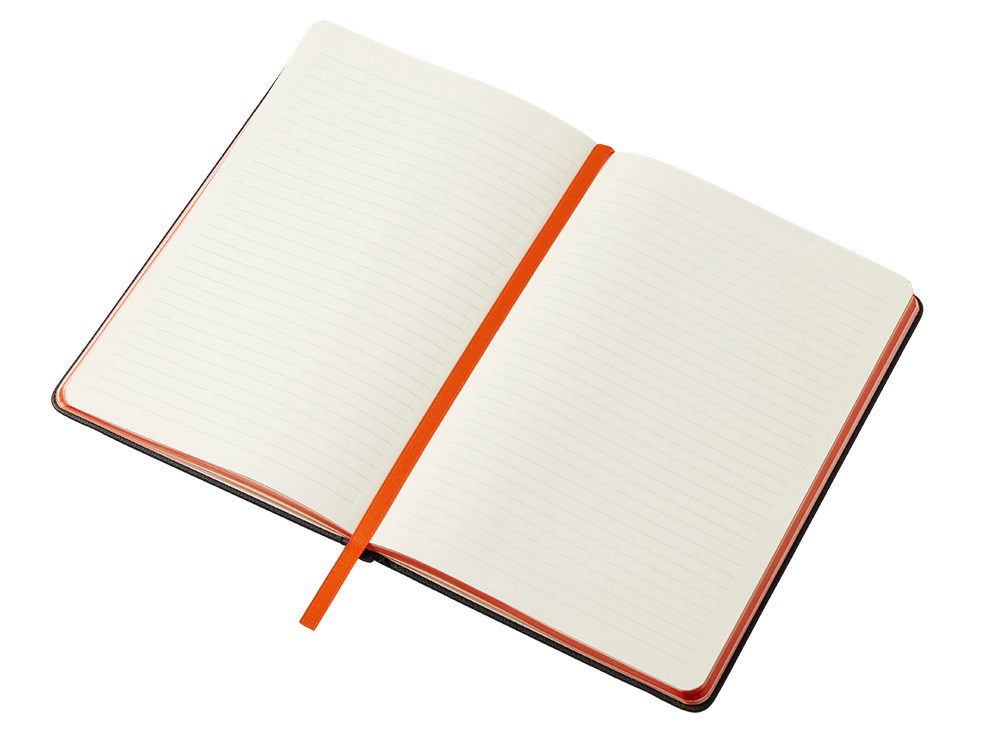 Бизнес блокнот Bossy Junior с цветным срезом, твердая обложка, 96 листов, черный и оранжевый