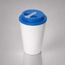 Пластиковый стакан Take away с двойными стенками и крышкой с силиконовым клапаном, 350 мл, белый/голубой Пластиковый стакан Take away с двойными стенками и крышкой с силиконовым клапаном, 350 мл, белый/голубой
