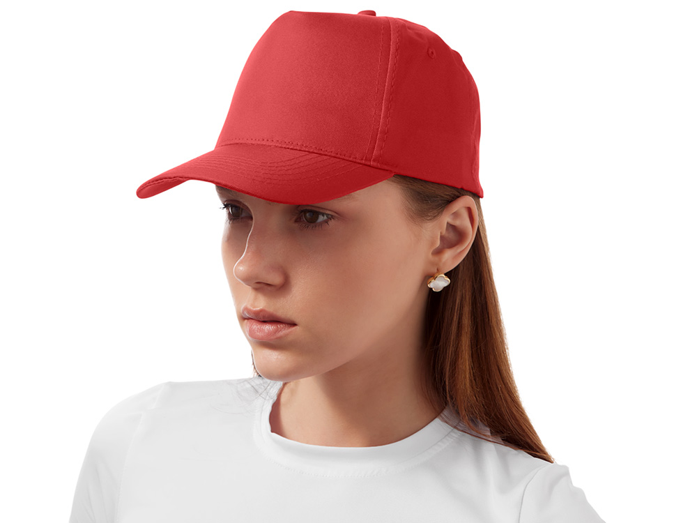 Бейсболка Poly 5-ти панельная 120 гр, красный
