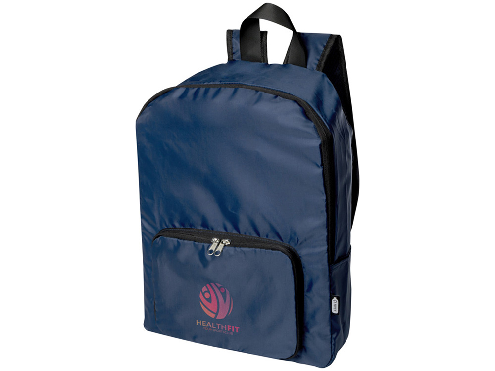 Складной рюкзак EcoFold объемом 15 л из переработанного ПЭТ-пластика - Темно - синий