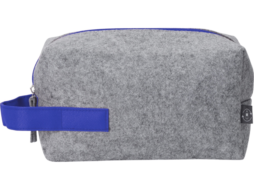 Косметичка из РПЕТ фетра с ручкой Felt, серый с синим