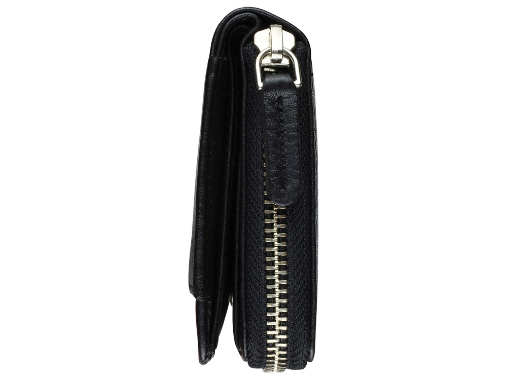 Кошелёк женский BUGATTI Lady Top, на молнии, чёрный, натуральная воловья кожа, 12х2,5х9 см