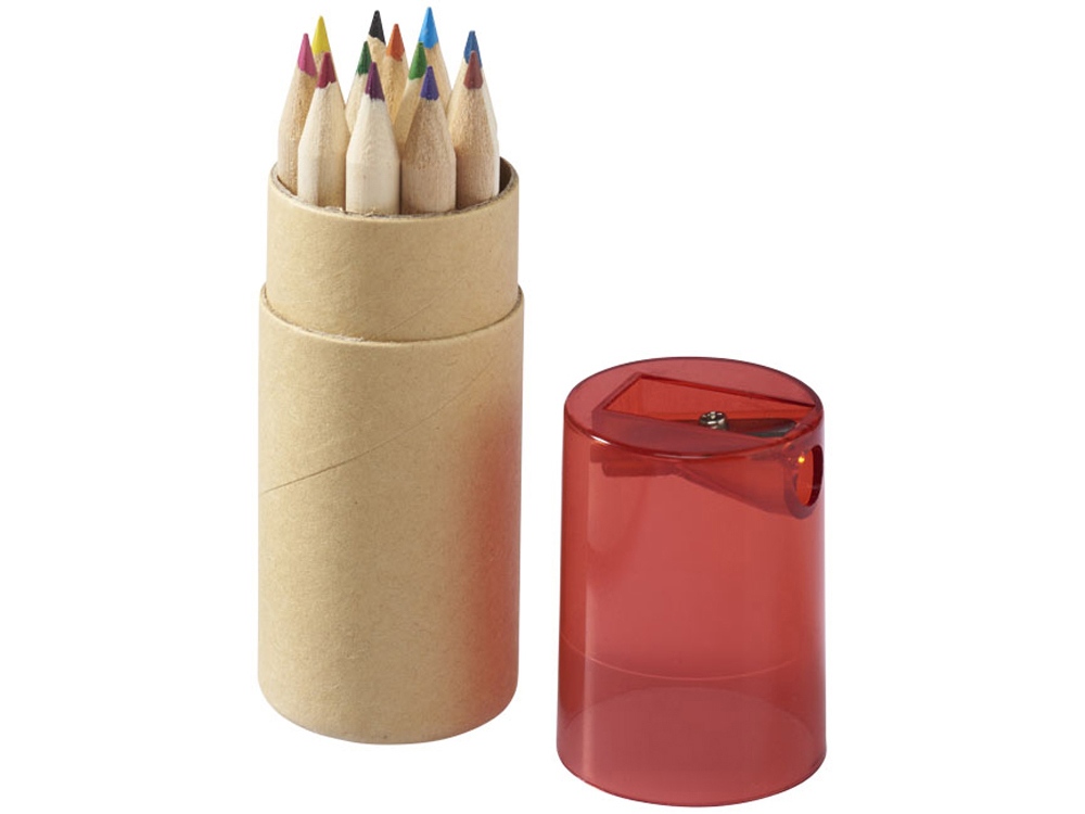 Набор карандашей 12 единиц, натуральный/красный