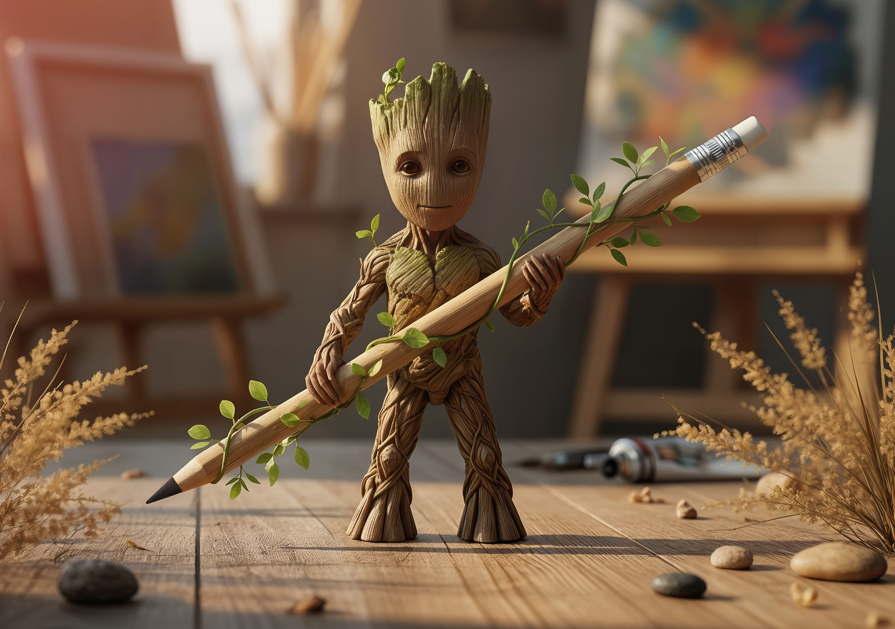 Вечный карандаш "Groot" с ластиком, бамбук Вечный карандаш "Groot" с ластиком, бамбук