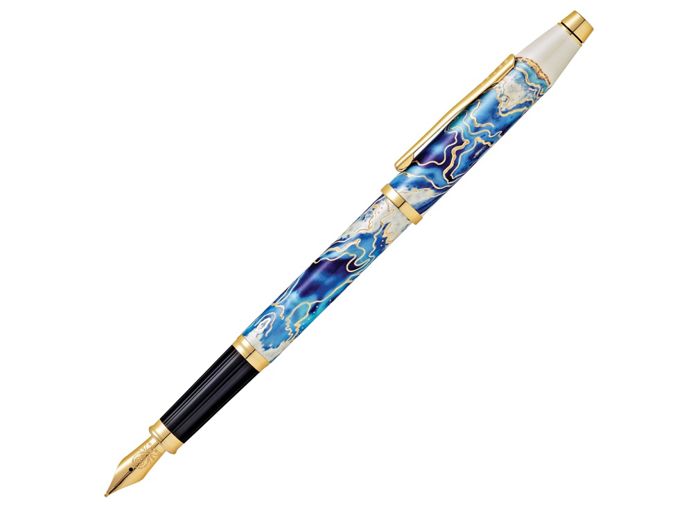 Перьевая ручка Cross Wanderlust Malta, перо тонкое F, белый, синий