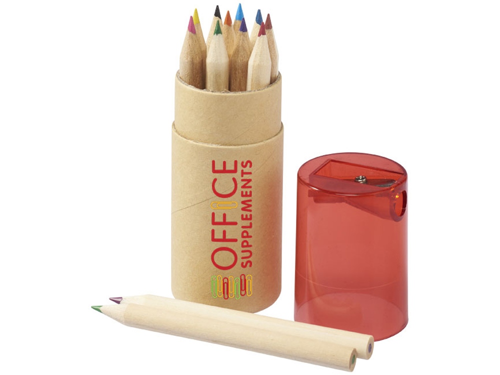 Набор карандашей 12 единиц, натуральный/красный
