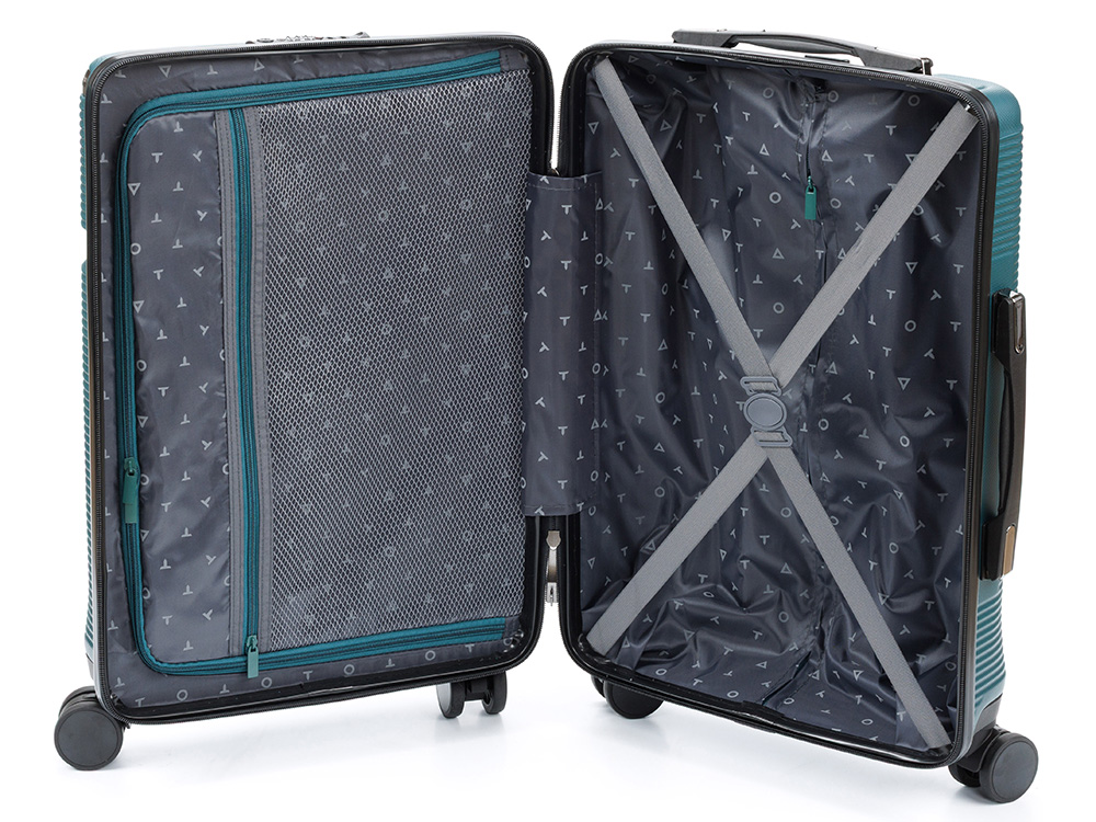 Чемодан TORBER Onego, зелёный, ABS-пластик, 59,5 х 39,5 х 24 см, 46 л