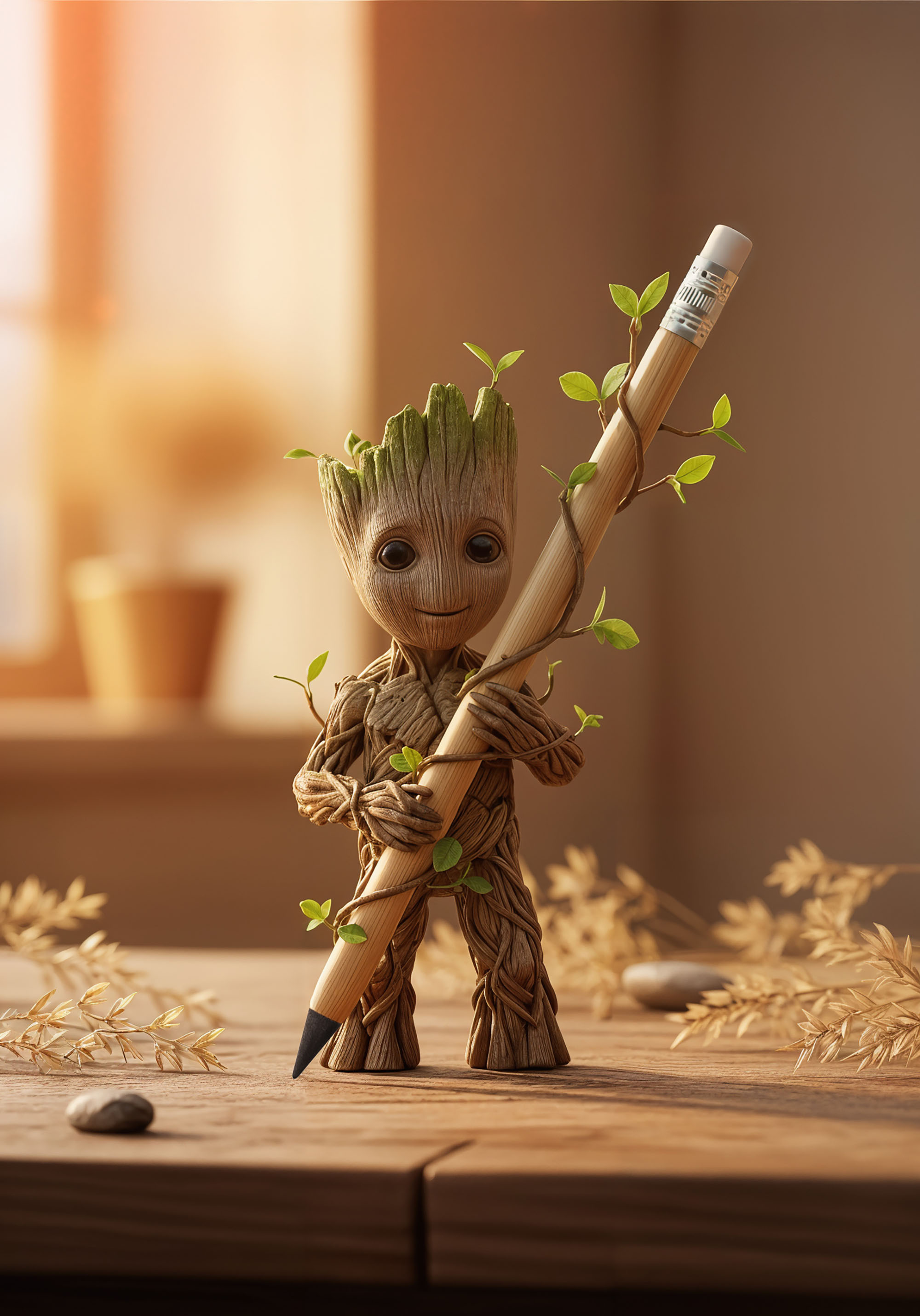 Вечный карандаш "Groot" с ластиком, бамбук Вечный карандаш "Groot" с ластиком, бамбук