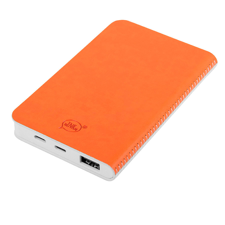 Универсальный аккумулятор "Franki (5000mAh),белый с оранжевым, 7,5х12,1х1,1см