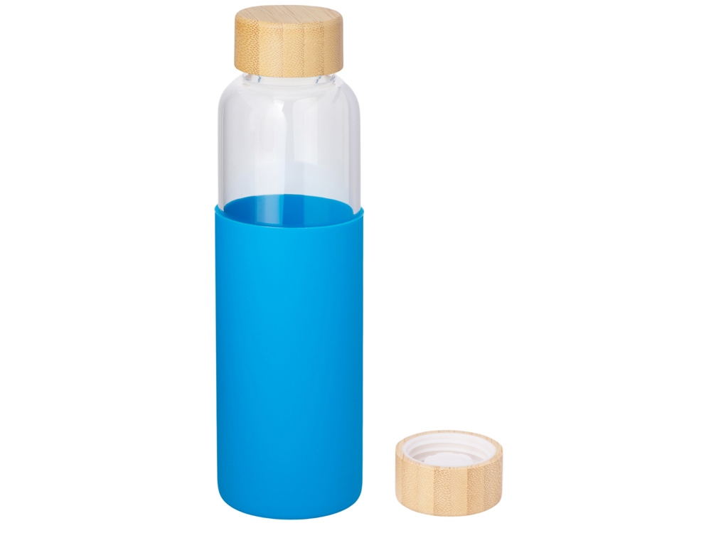 Бутылка для воды стеклянная Refine, в чехле, 550 мл, голубой