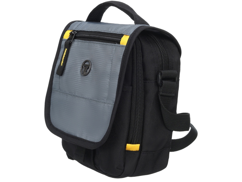 Сумка наплечная TORBER, черный/серый, полиэстер/добби, 15х5х22 см