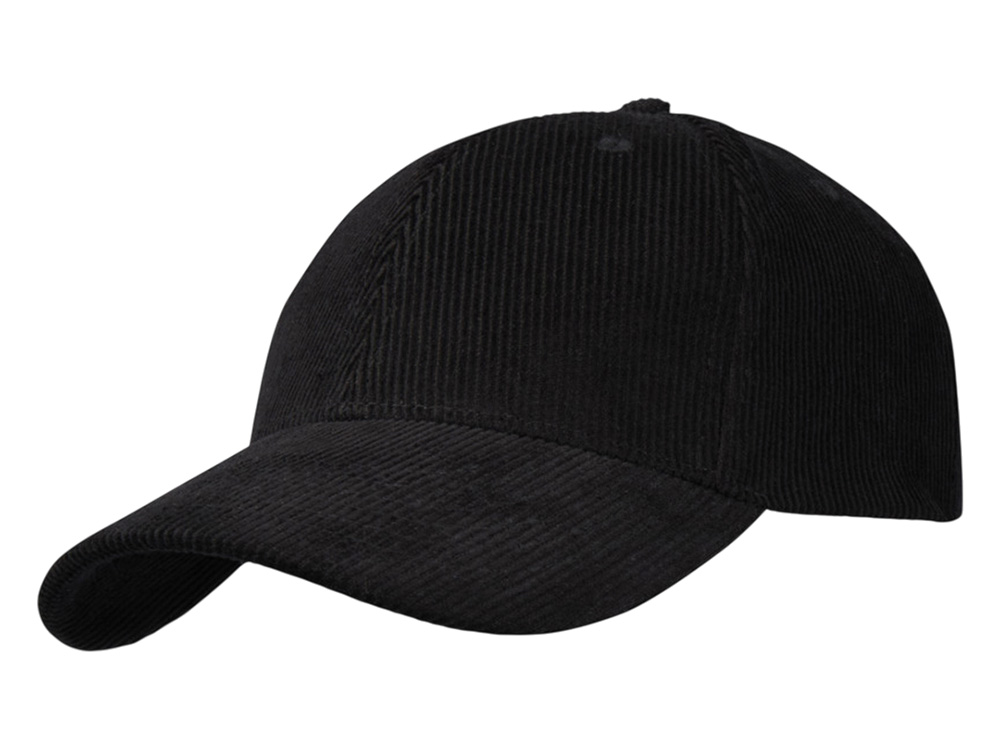 Hutton 6-панельная бейсболка из переработанного хлопка - Сплошной черный
