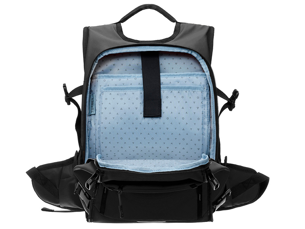 Рюкзак TORBER Mobi, черный, полиэстер 900D с PU покрытием, 45 х 32 х 20 см