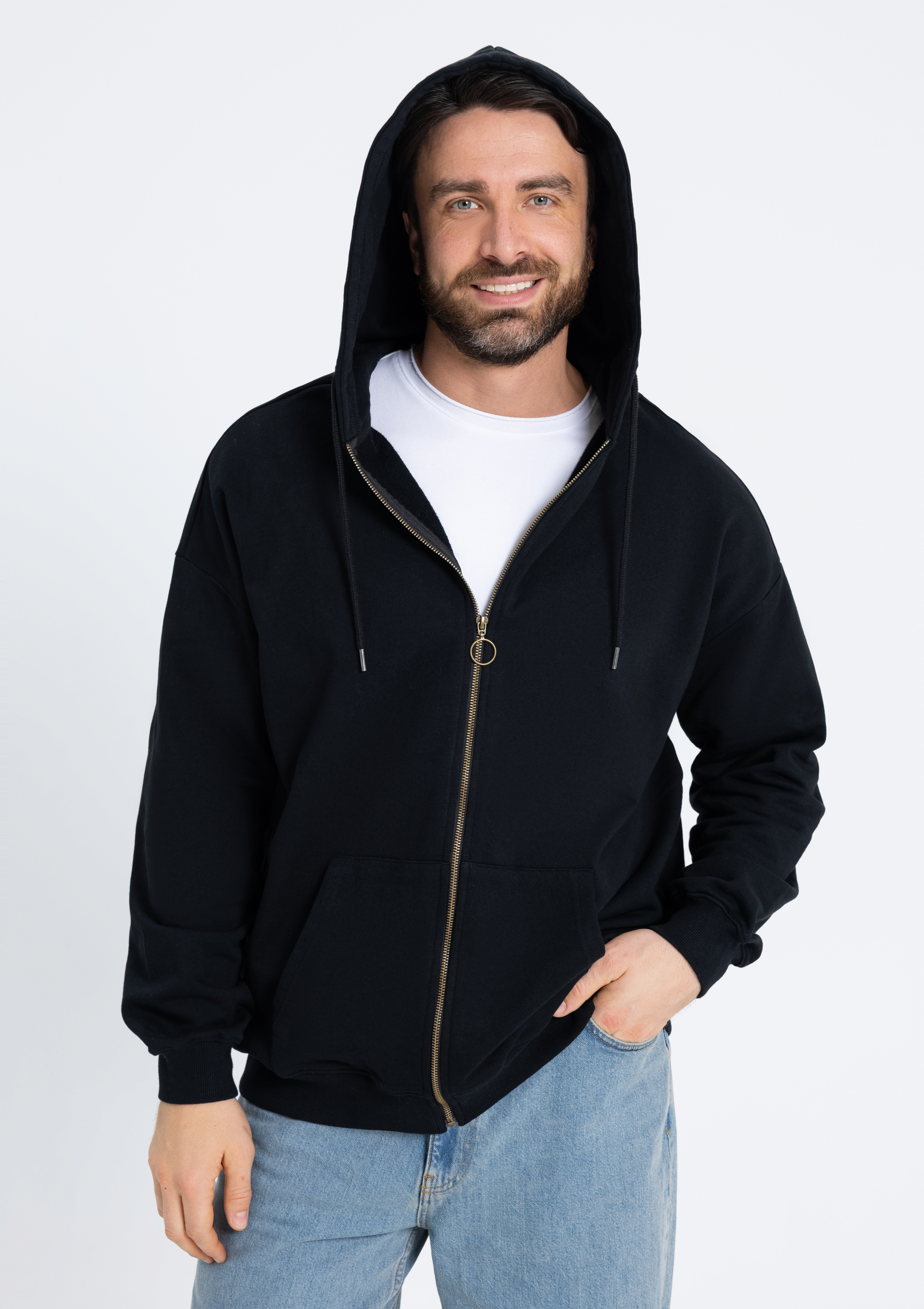 Толстовка ОNE SIZE, с капюшоном на молнии футер без начёса 350, 72