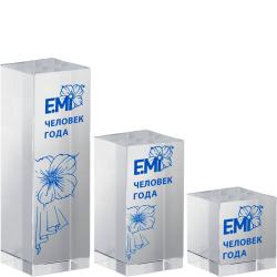 Награда из стекла с цветной печатью