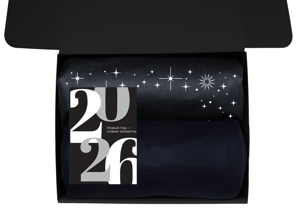 Подарочный набор с пледом, увлажнителем и кружкой, черный